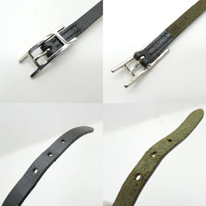 HERMES Leather Hapi 3 Bracelet Black Size ONE SIZE