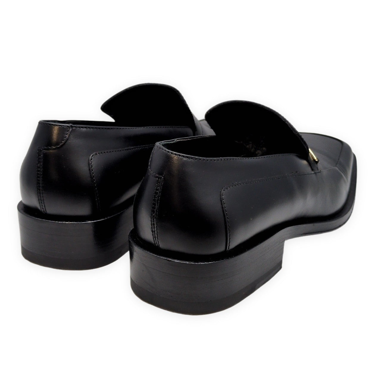 GUCCI Square Toe Leather Loafers Black Size EU 41