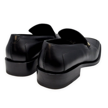 GUCCI Square Toe Leather Loafers Black Size EU 41