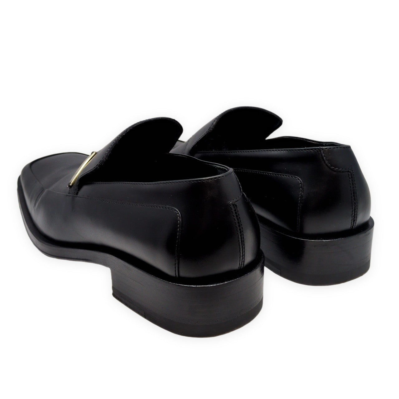 GUCCI Square Toe Leather Loafers Black Size EU 41