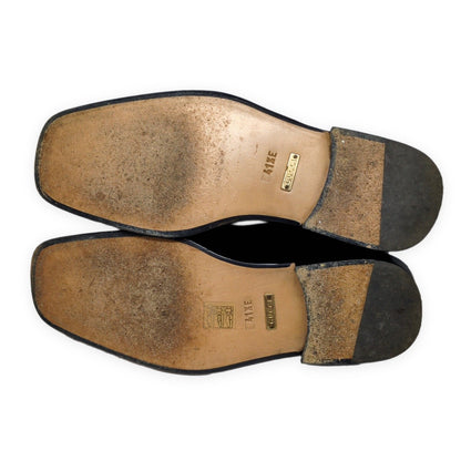 GUCCI Square Toe Leather Loafers Black Size EU 41