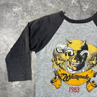 WHITE SNAKE 80s Monsters of Rock Raglan Band Tee Gray