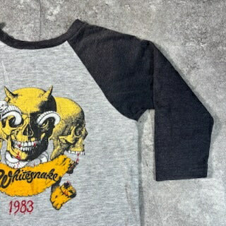 WHITE SNAKE 80s Monsters of Rock Raglan Band Tee Gray