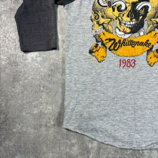 WHITE SNAKE 80s Monsters of Rock Raglan Band Tee Gray