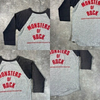 WHITE SNAKE 80s Monsters of Rock Raglan Band Tee Gray