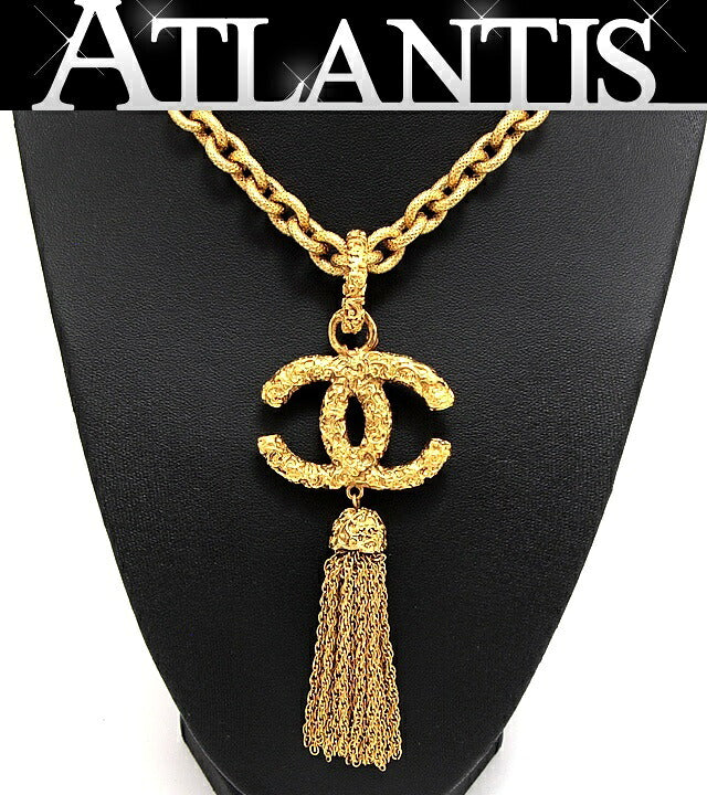 CHANEL Vintage Gold GP Coco Mark Fringe Size ONE SIZE