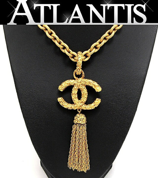 CHANEL Vintage Gold GP Coco Mark Fringe Size ONE SIZE