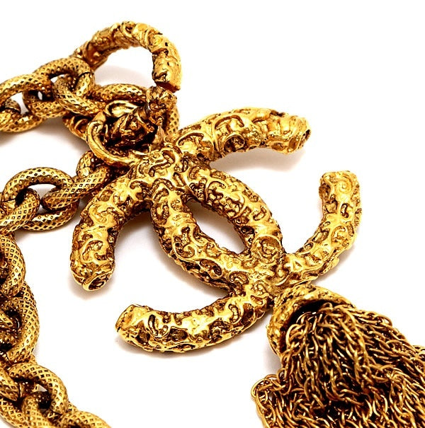CHANEL Vintage Gold GP Coco Mark Fringe Size ONE SIZE