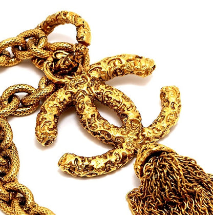 CHANEL Vintage Gold GP Coco Mark Fringe Size ONE SIZE