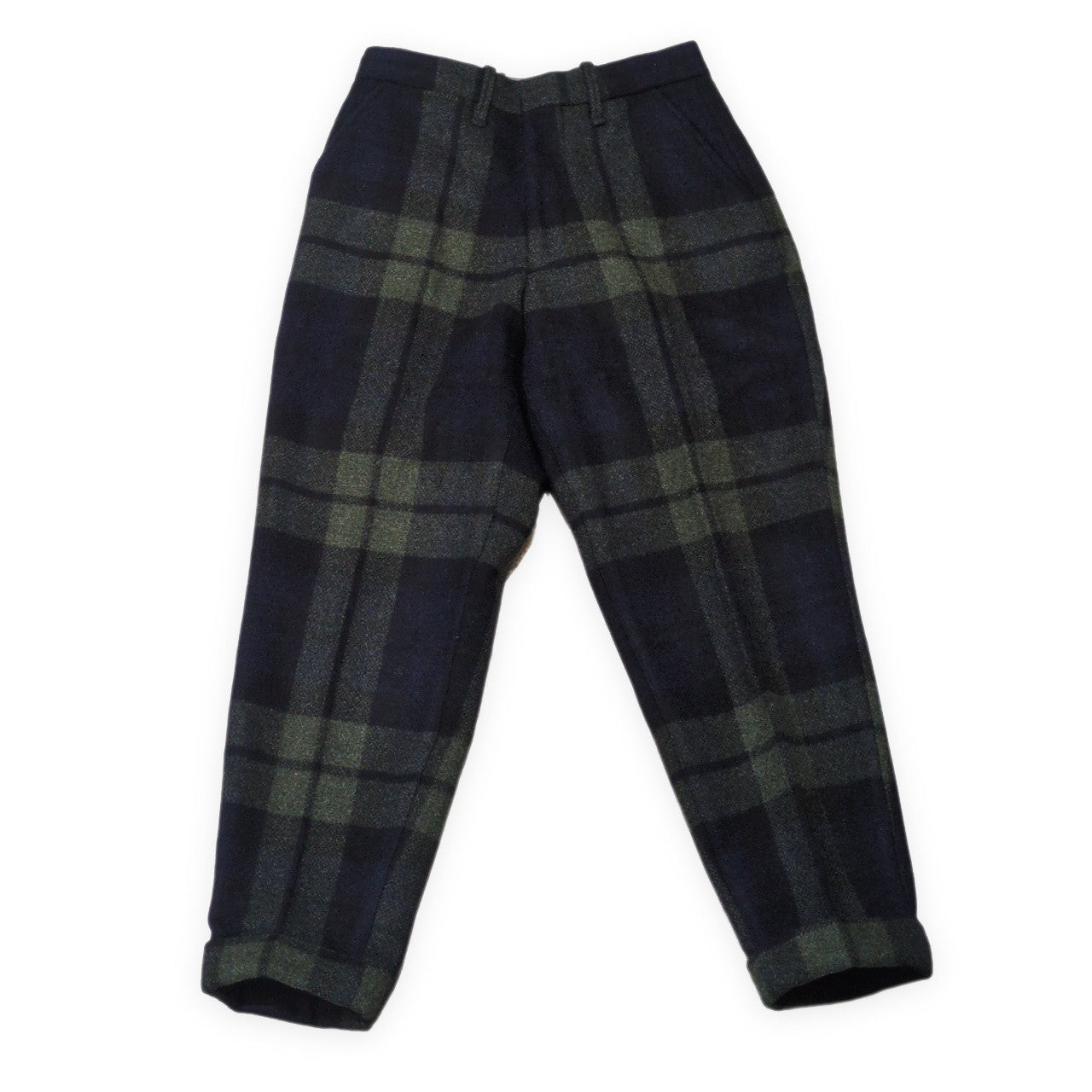 HAVERSACK Wool Check Pattern Slacks Green Size M