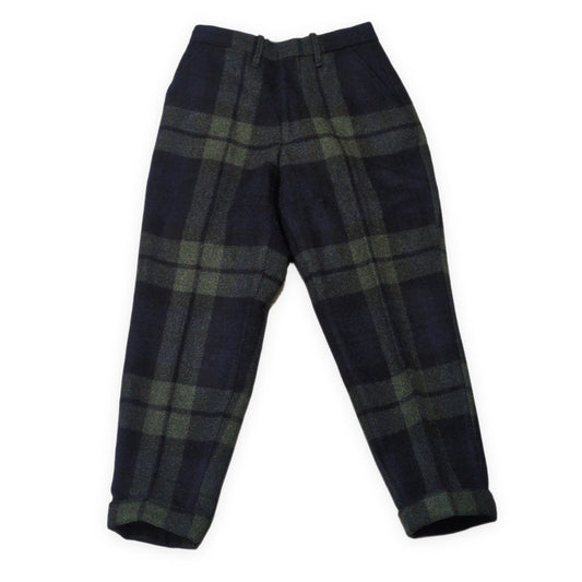 HAVERSACK Wool Check Pattern Slacks Green Size M