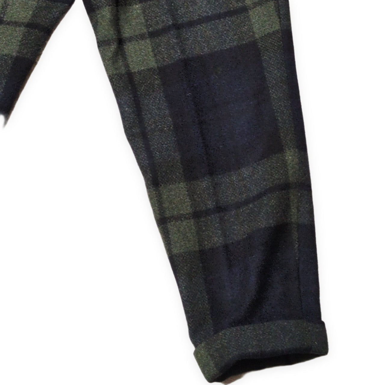 HAVERSACK Wool Check Pattern Slacks Green Size M
