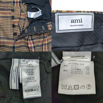 AMI Brown Check Wool Trousers Size 38