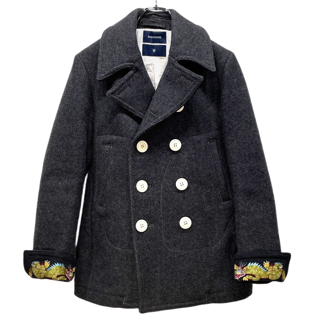 MIHARA YASUHIRO 00s Dragon Embroidered Pea Coat Size 46