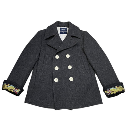 MIHARA YASUHIRO 00s Dragon Embroidered Pea Coat Size 46