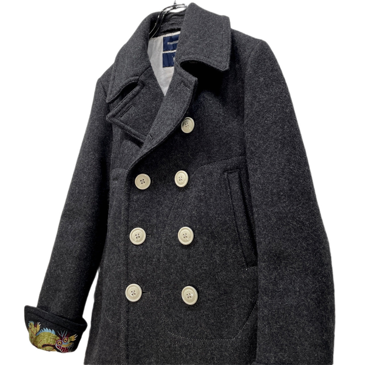 MIHARA YASUHIRO 00s Dragon Embroidered Pea Coat Size 46