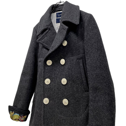 MIHARA YASUHIRO 00s Dragon Embroidered Pea Coat Size 46