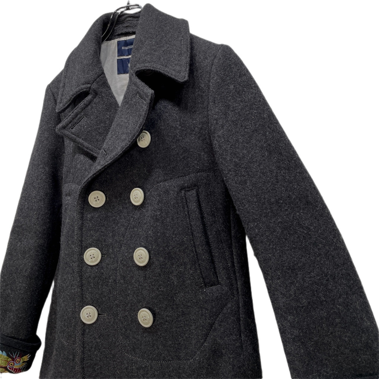 MIHARA YASUHIRO 00s Dragon Embroidered Pea Coat Size 46