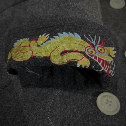 MIHARA YASUHIRO 00s Dragon Embroidered Pea Coat Size 46