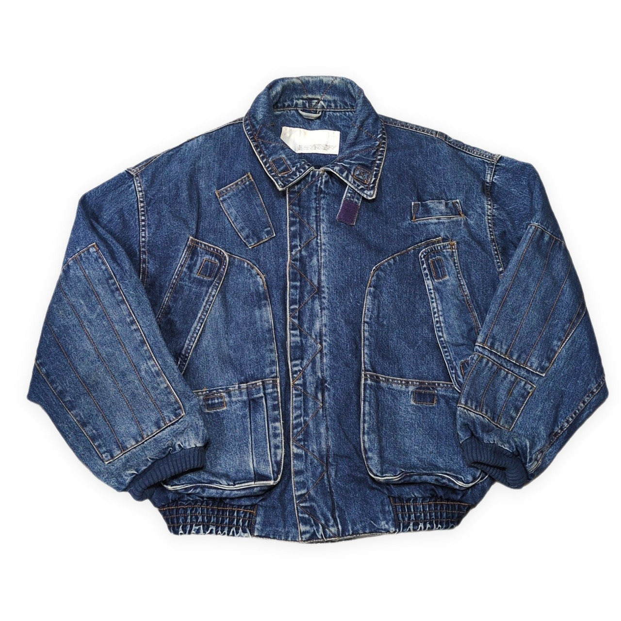 TOM HULCE 80s Vintage Blue Denim Bomber Jacket Size XXL