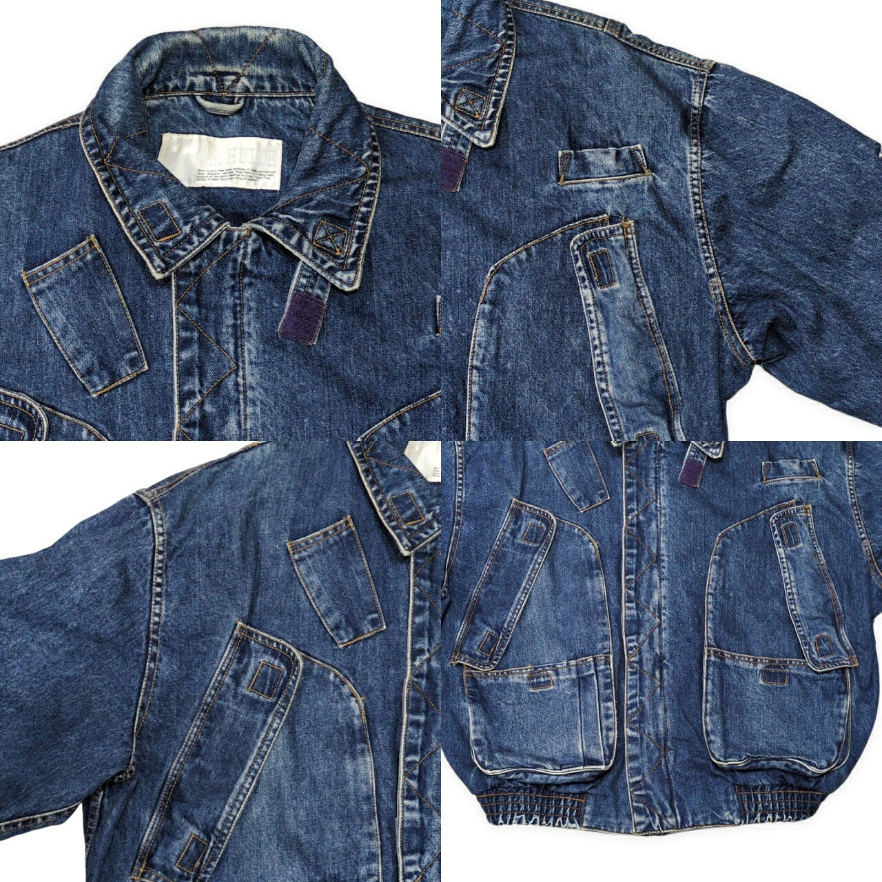 TOM HULCE 80s Vintage Blue Denim Bomber Jacket Size XXL