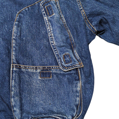 TOM HULCE 80s Vintage Blue Denim Bomber Jacket Size XXL