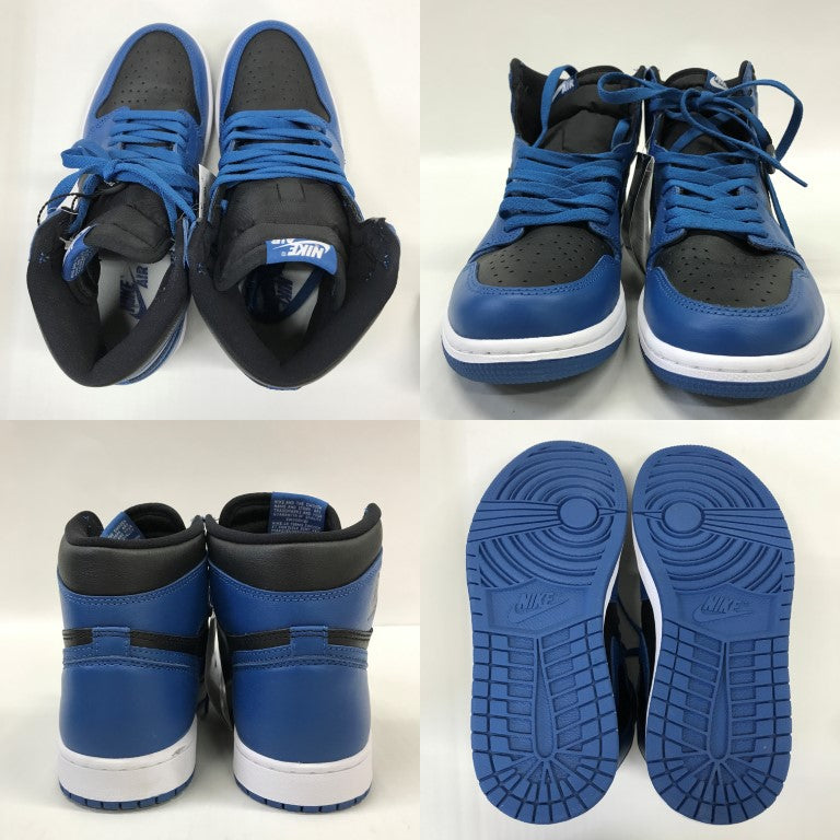 NIKE Air Jordan 1 Retro High OG Black Blue Sneakers Size 26.0
