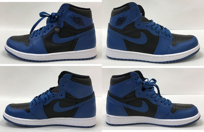 NIKE Air Jordan 1 Retro High OG Black Blue Sneakers Size 26.0