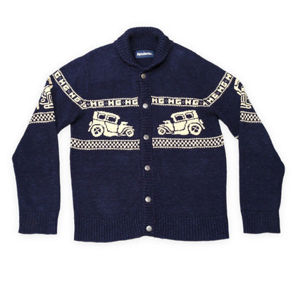HYSTERIC GLAMOUR 00s Navy Shawl Collar Knit Cardigan Size M