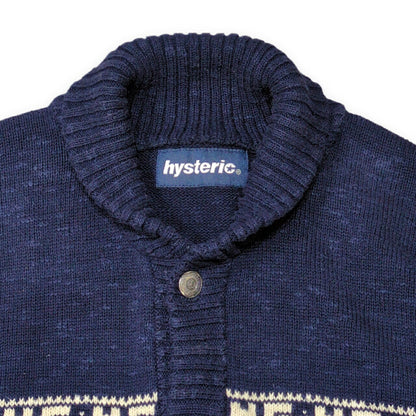 HYSTERIC GLAMOUR 00s Navy Shawl Collar Knit Cardigan Size M