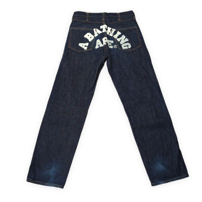 Bape Street Indigo Back Print Denim Jeans Size S