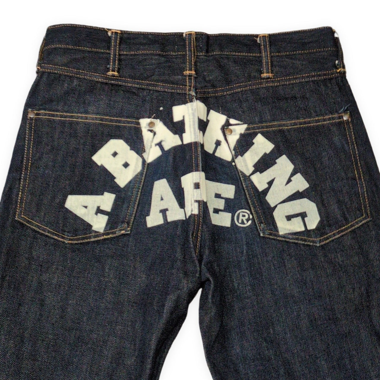 Bape Street Indigo Back Print Denim Jeans Size S