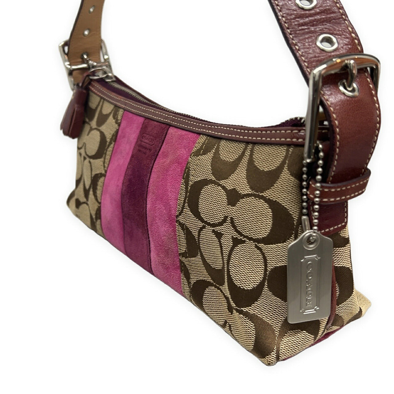 Coach Signature Monogram Canvas Suede Tassel