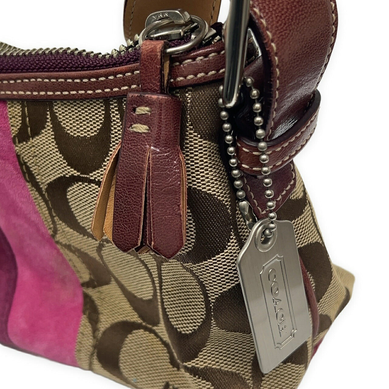 Coach Signature Monogram Canvas Suede Tassel