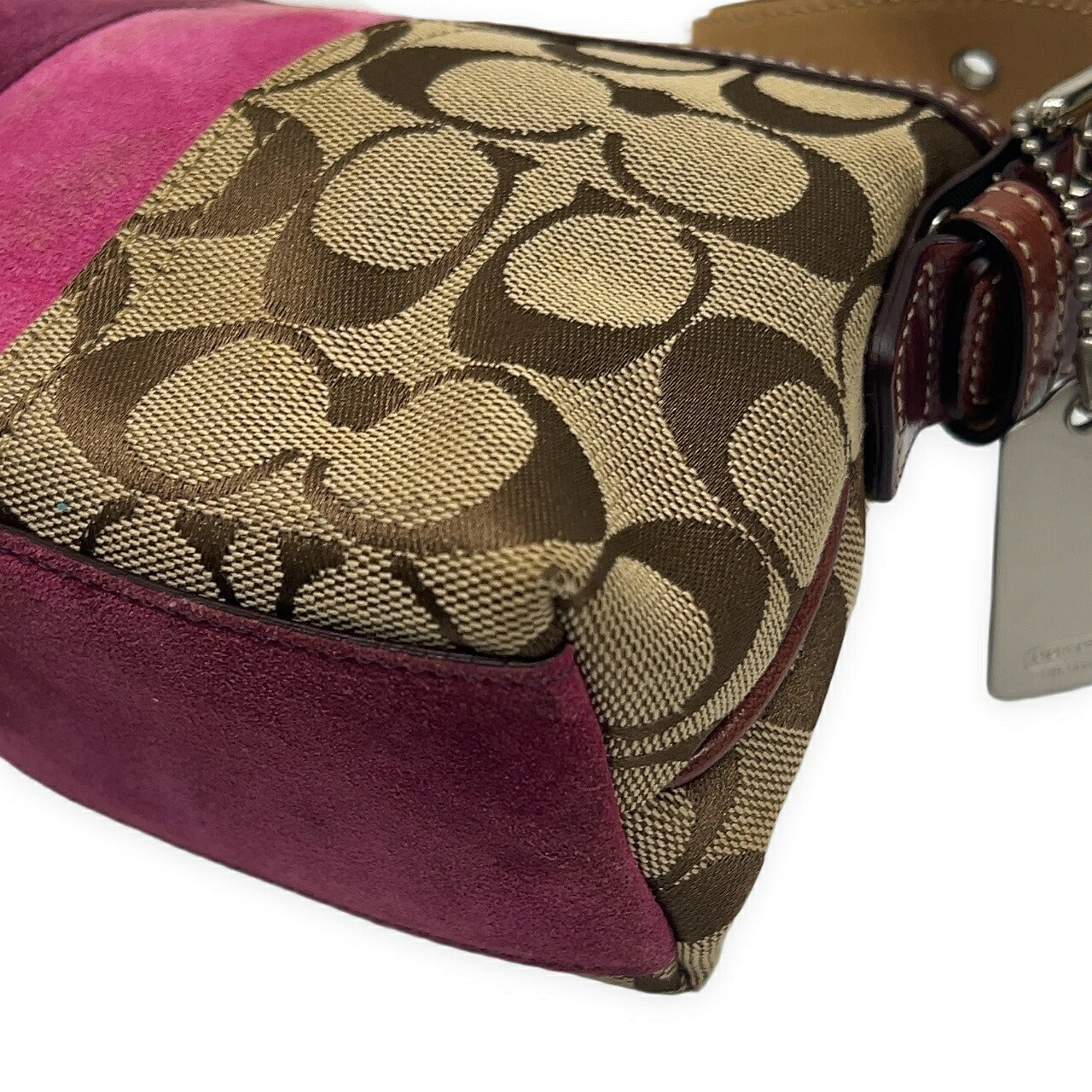 Coach Signature Monogram Canvas Suede Tassel