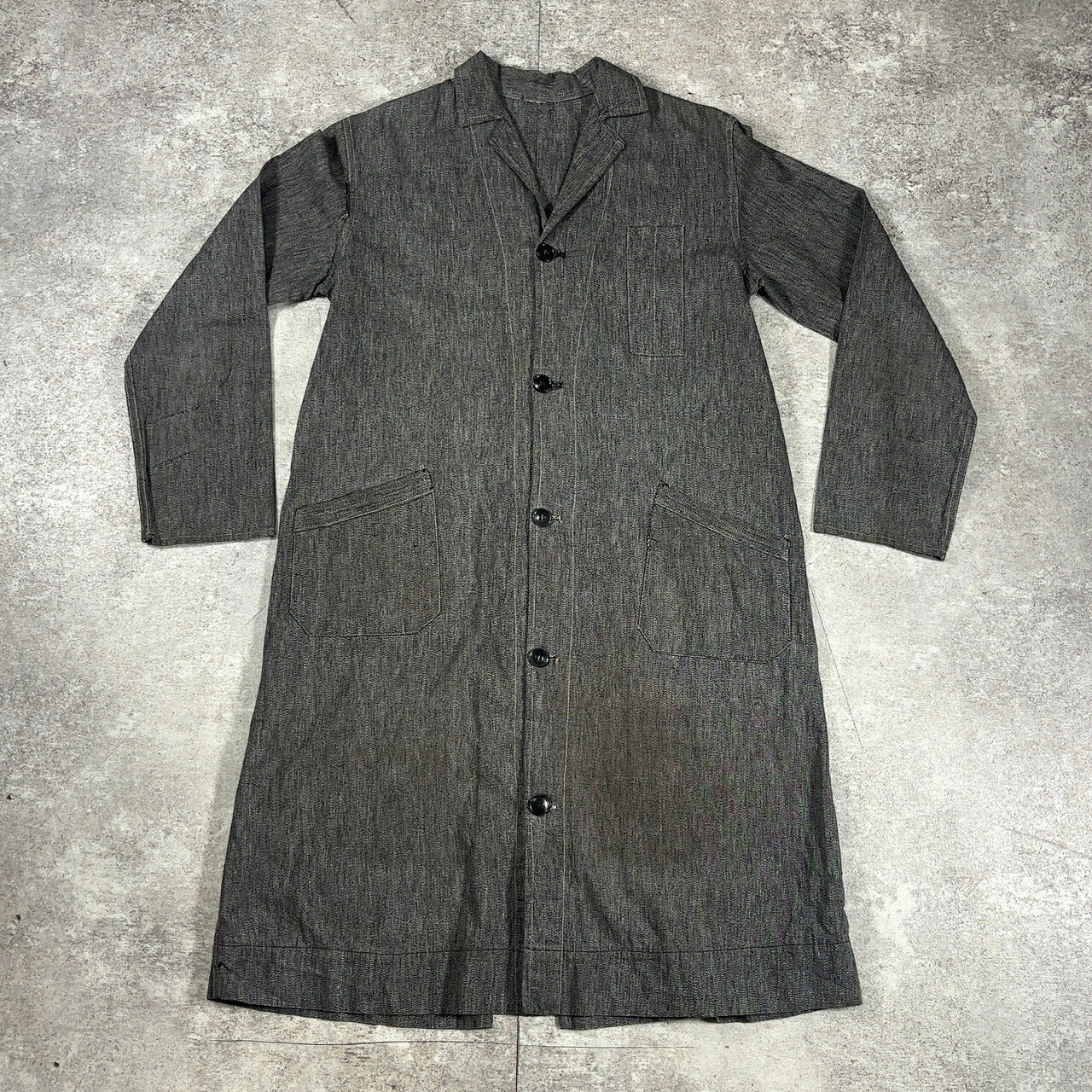 Vintage French 50s Black Chambray Atelier Coat Size S