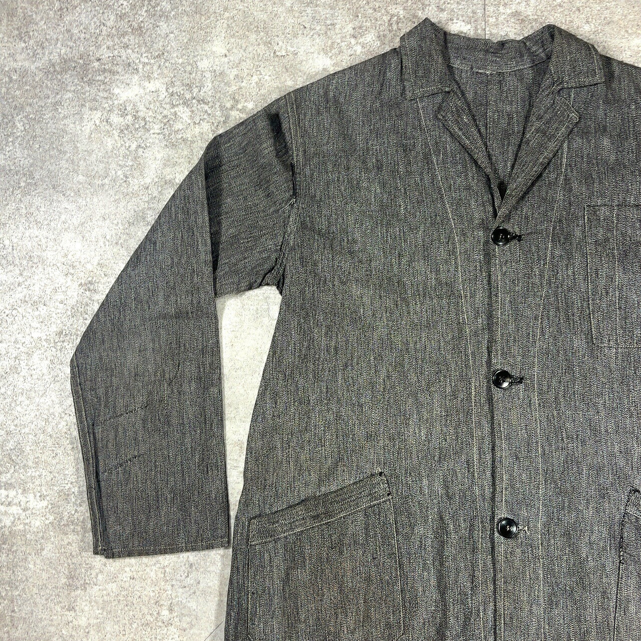 Vintage French 50s Black Chambray Atelier Coat Size S