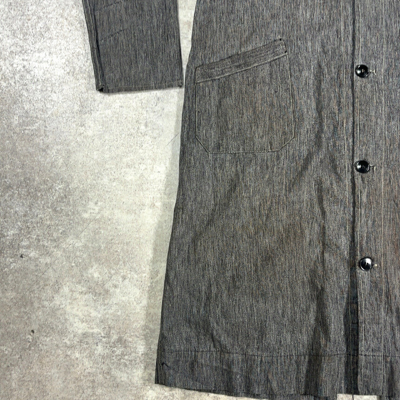 Vintage French 50s Black Chambray Atelier Coat Size S