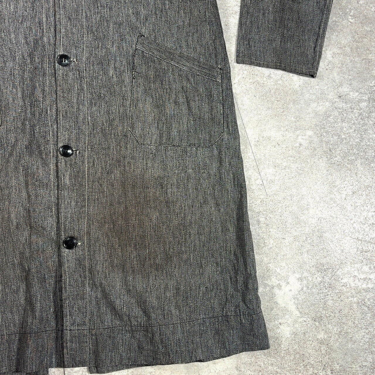 Vintage French 50s Black Chambray Atelier Coat Size S