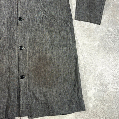 Vintage French 50s Black Chambray Atelier Coat Size S