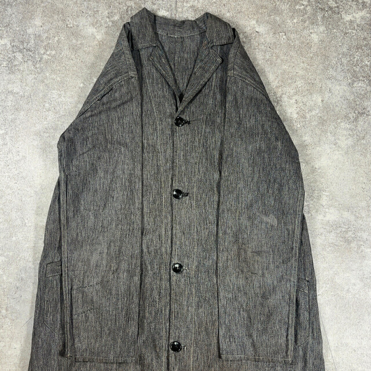 Vintage French 50s Black Chambray Atelier Coat Size S