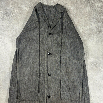 Vintage French 50s Black Chambray Atelier Coat Size S