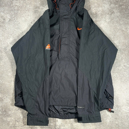 NIKE ACG 90s Gorpcore Polyester Anorak Jacket Black Hoodie Size L