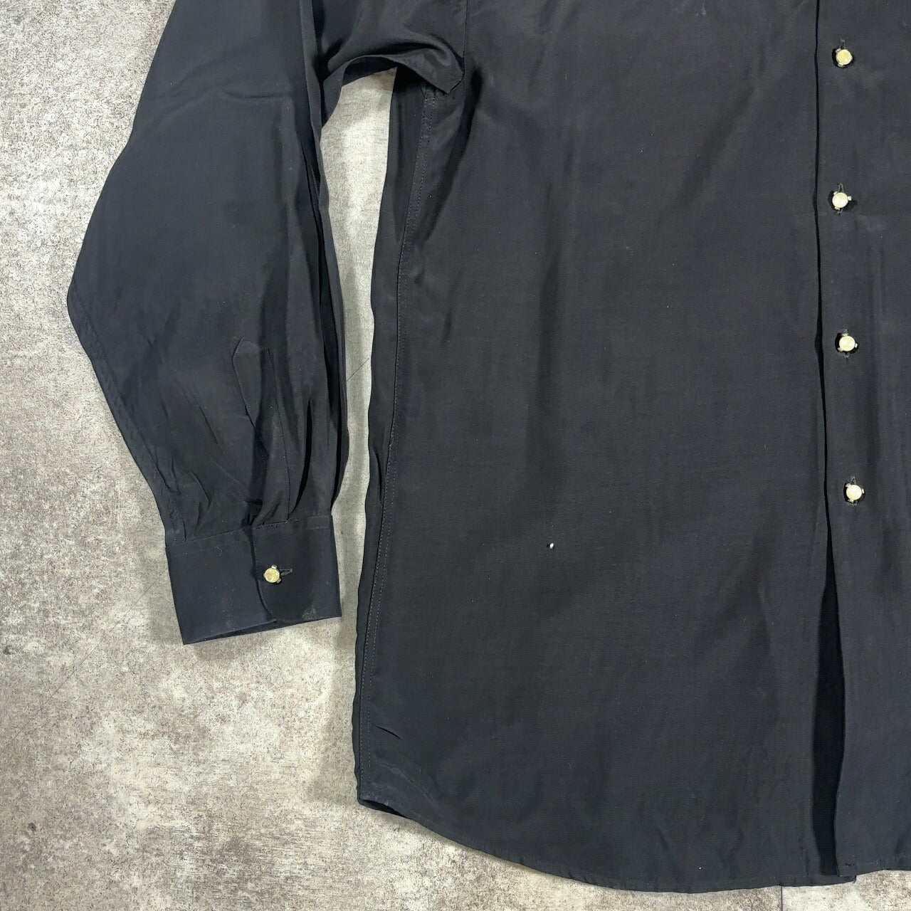 LE GARAGE 80s French Vintage Black Rayon Sleeve Shirt Size S