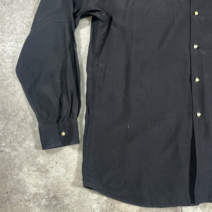 LE GARAGE 80s French Vintage Black Rayon Sleeve Shirt Size S