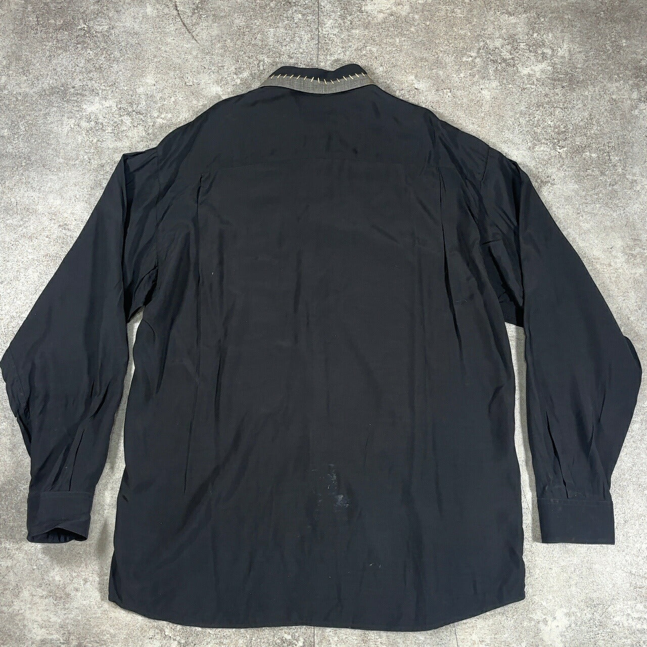 LE GARAGE 80s French Vintage Black Rayon Sleeve Shirt Size S
