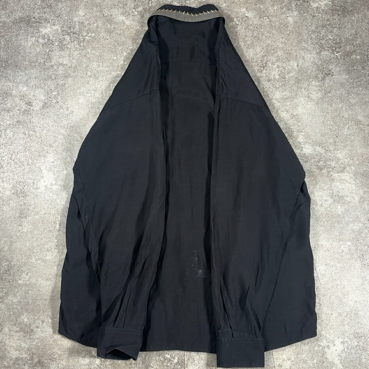 LE GARAGE 80s French Vintage Black Rayon Sleeve Shirt Size S