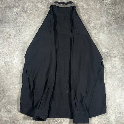 LE GARAGE 80s French Vintage Black Rayon Sleeve Shirt Size S