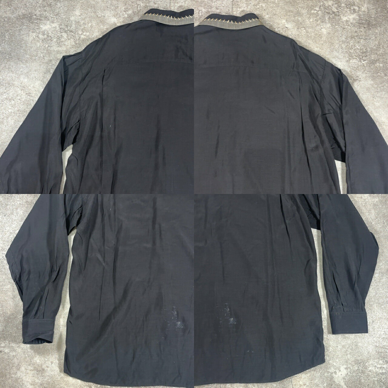 LE GARAGE 80s French Vintage Black Rayon Sleeve Shirt Size S