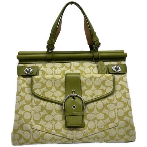 COACH Signature Soho Turnlock Canvas Bag Green Size ONE SIZE